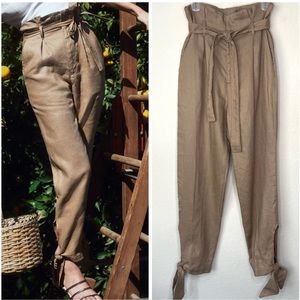 Reformation Norman Paperbag Waist Linen Pants